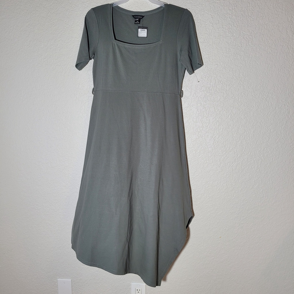 NWT CLUB MONACO Women's Midi Dress Square Neckline Large Olive Gray - Picture 2 of 11